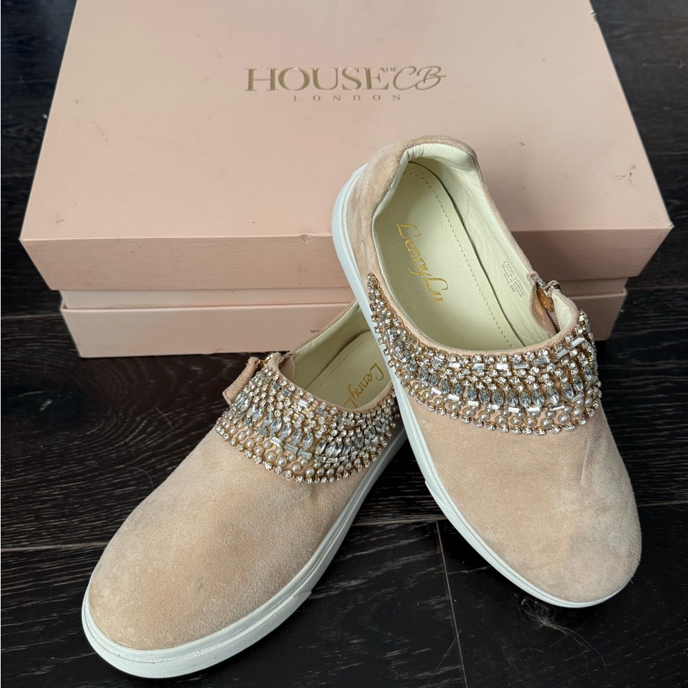 Lenny Lu ballet pink rhinestone sneakers
